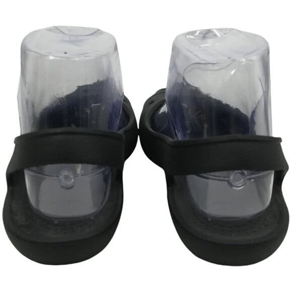 Crocs Malinidi Black Waterproof Peep Toe Slingback Shoes Size 6 Flat Comfort - Picture 3 of 10